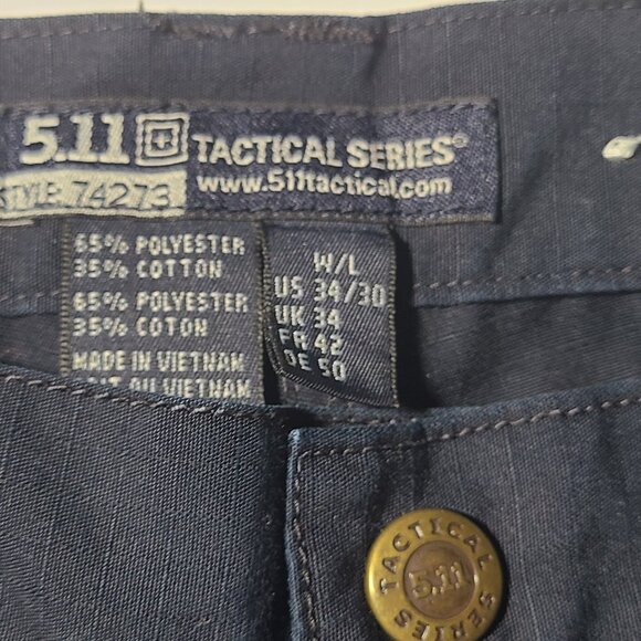 5.11 Tactical Men's Navy Blue Cargo Pants Size 34 x 30 - Picture 4 of 5